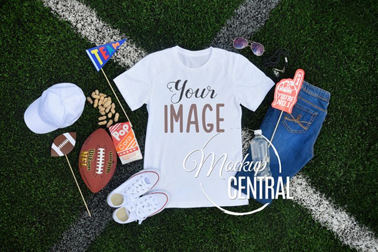 Blank White Football T-Shirt Apparel Mockup Clothing Shirt