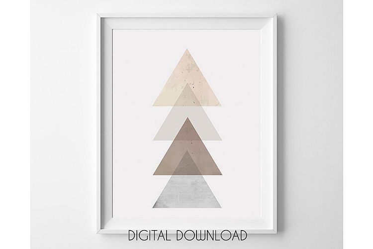 Triangle Wall Art, Rose Gold Geometric Decor, Scandinavian
