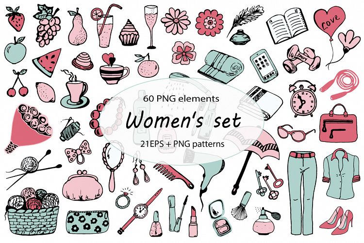 Womens set, hand-drawn
