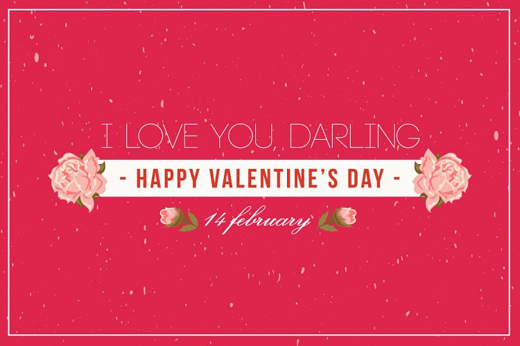 Floral happy valentines day poster