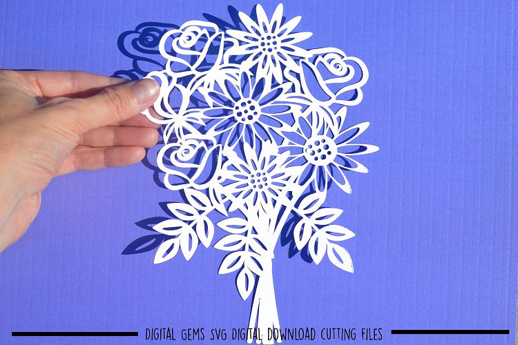 Flower bouquet paper cut SVG  DXF  EPS files