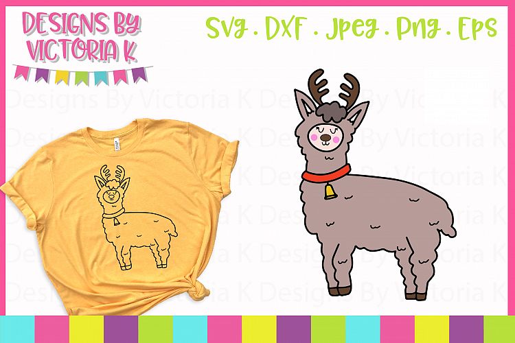 Reindeer Llama, Christmas, SVG, DXF, PNG