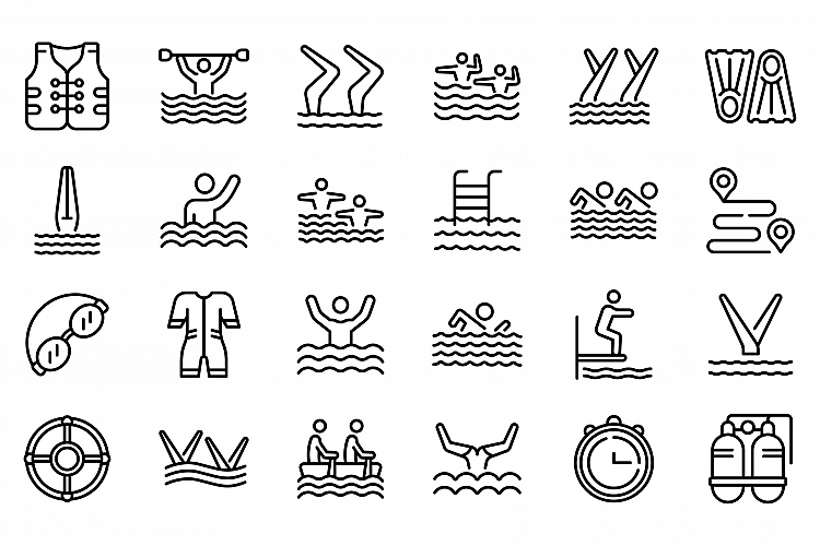 Synchronized swimming icon, outline style