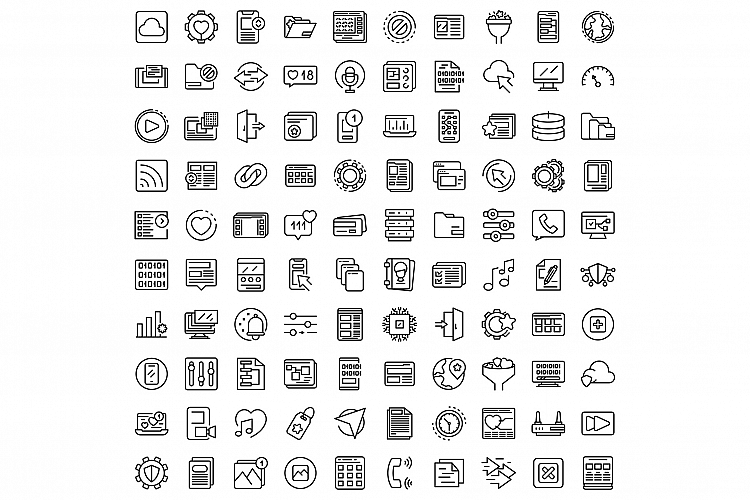 Interface icons set, outline style example image 1