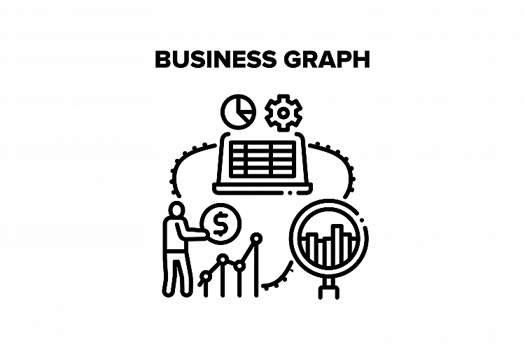 Business Graph Vector Black Illustration example image 1