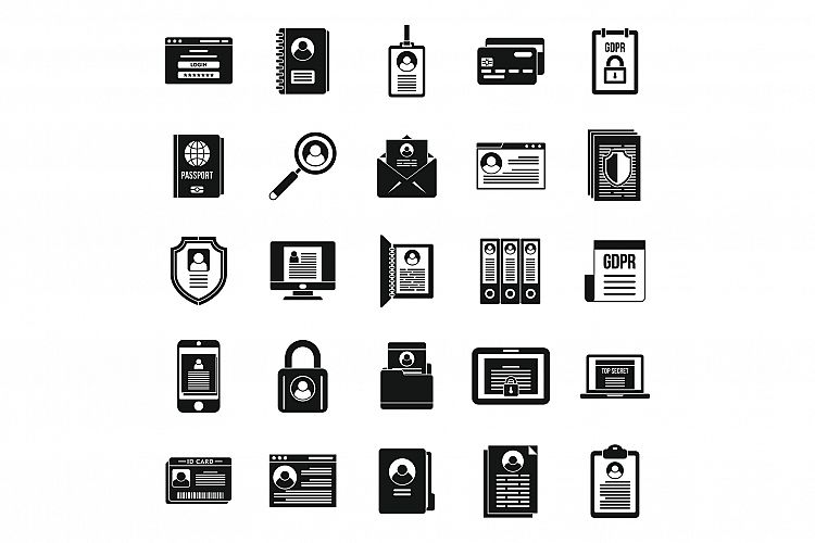 Personal information data icons set, simple style example image 1