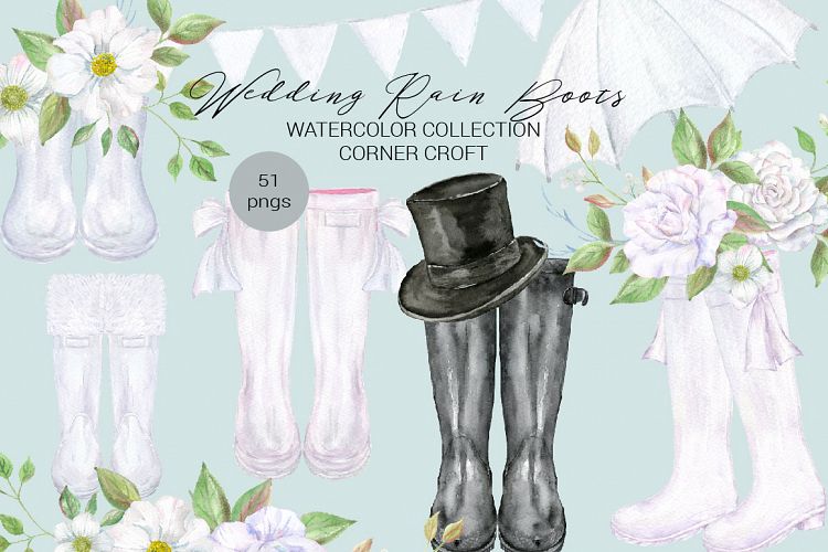 Watercolor Wedding Rain Boots 