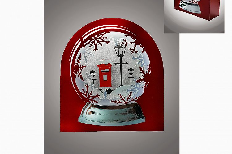 3D Snow Globe Classic Red Letter Box greetings card