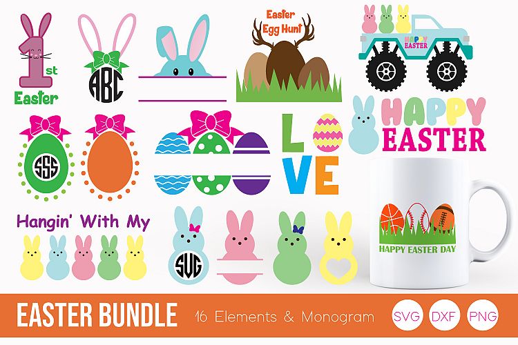 Easter Bundle SVG, DXF, PNG Bundle Cut Files 
