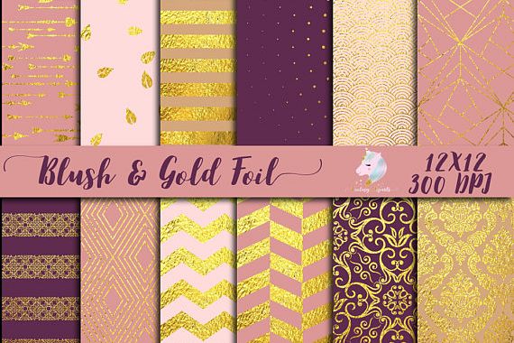 Blush Pink and Gold Foil Digital Paper