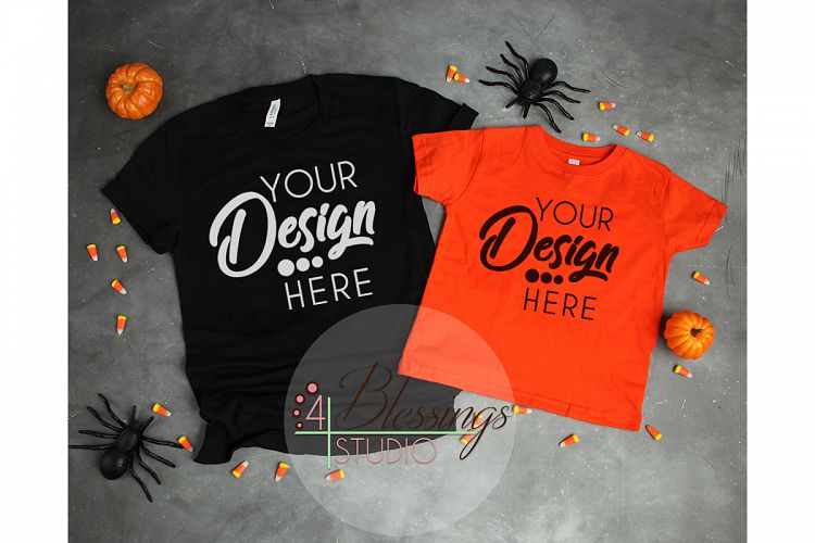 Halloween Mockup TShirt Black Parent Child Mockup Mom Kid