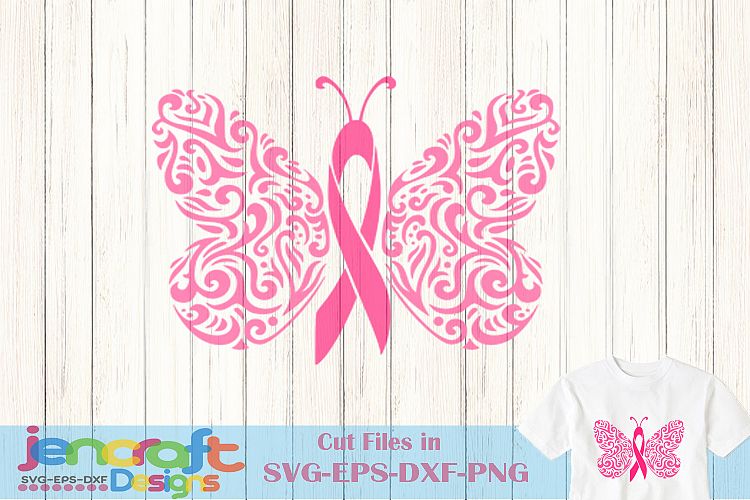 Filigree Awareness Butterfly Breast Cancer Awareness Ribbon