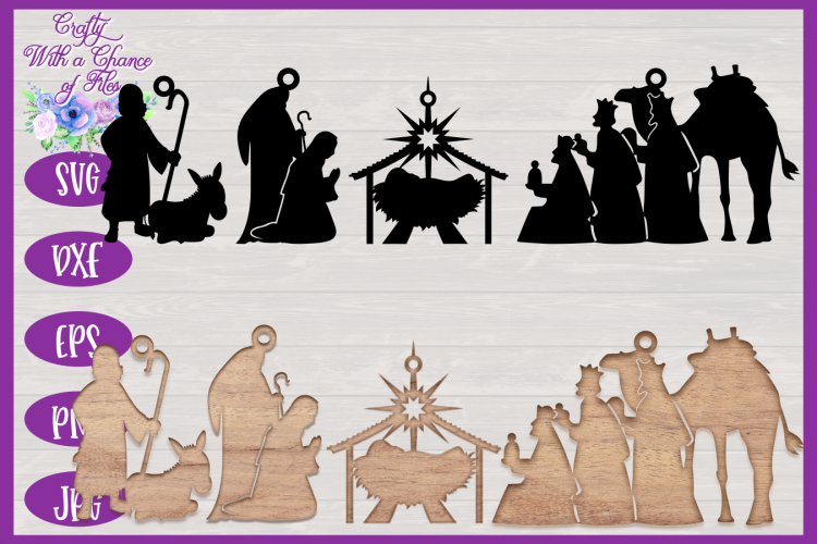 Download Christmas SVG | Nativity Scene SVG | Laser Cut Ornament SVG