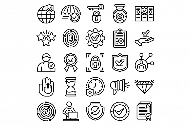 Reliability icons set, outline style example image 1