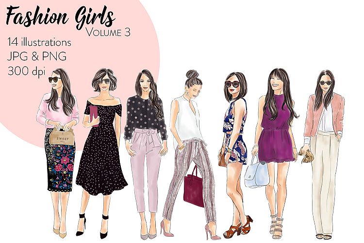 Fashion Girls - Volume 3 fashion illustration clipart