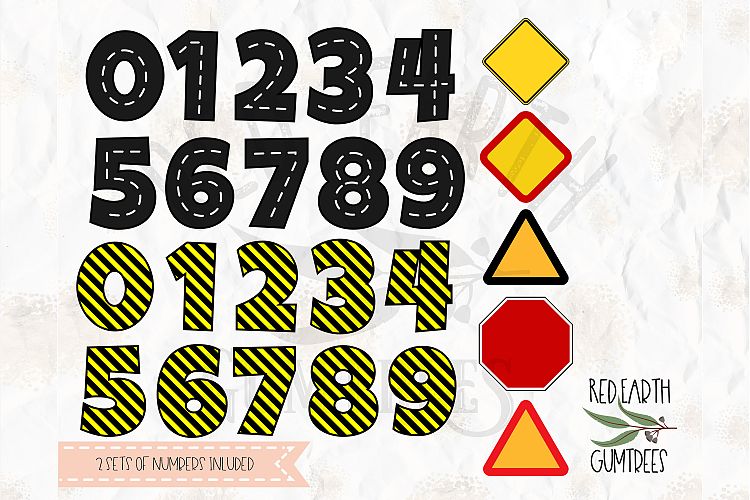 Under construction theme numbers, signs SVG,DXF,PNG,EPS,PDF