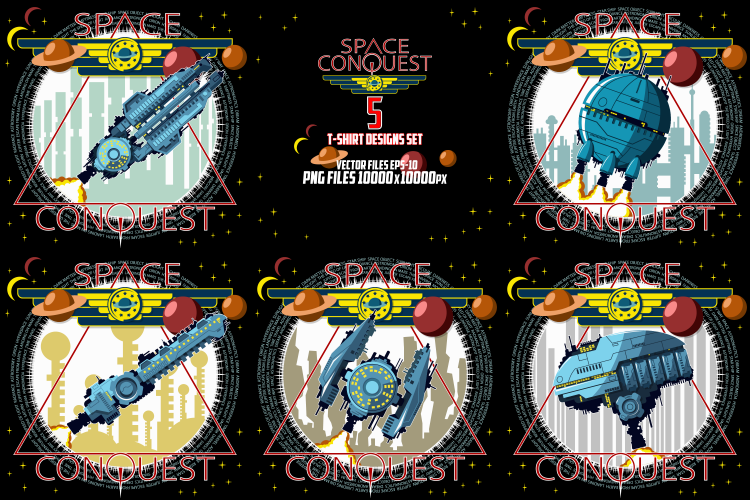 Space themes. T-shirt or poster illustration.