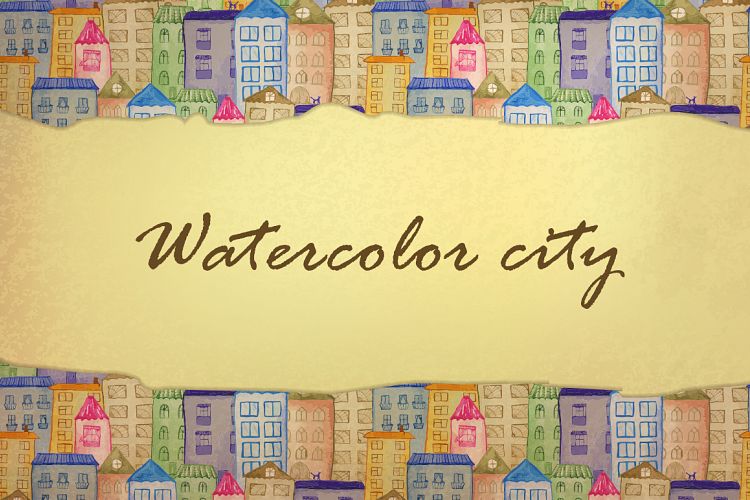 Watercolor houses example image 1