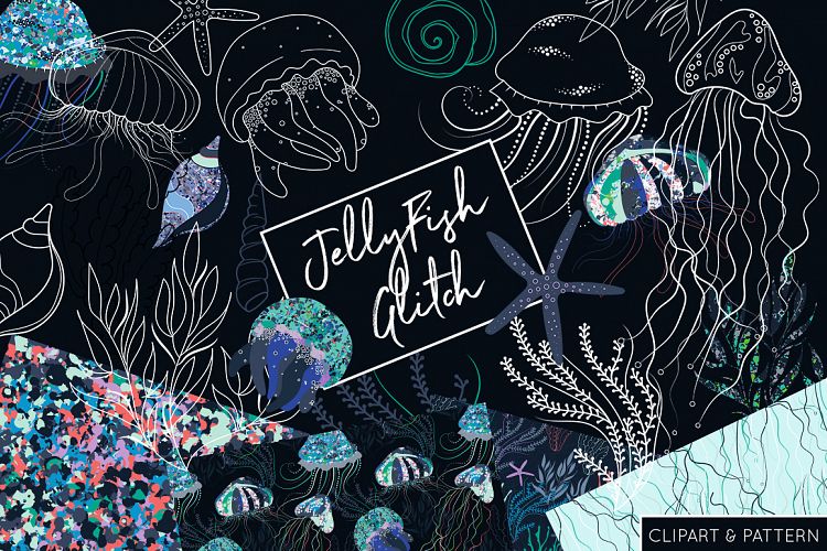 Jelly Fish Clipart and Pattern Collection - JellyFish