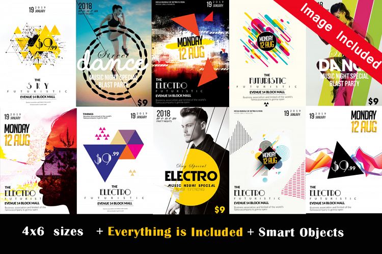 10 Electro Party Flyers Bundle