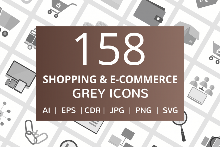 158 Shopping   E-Commerce Flat Greyscale Icons