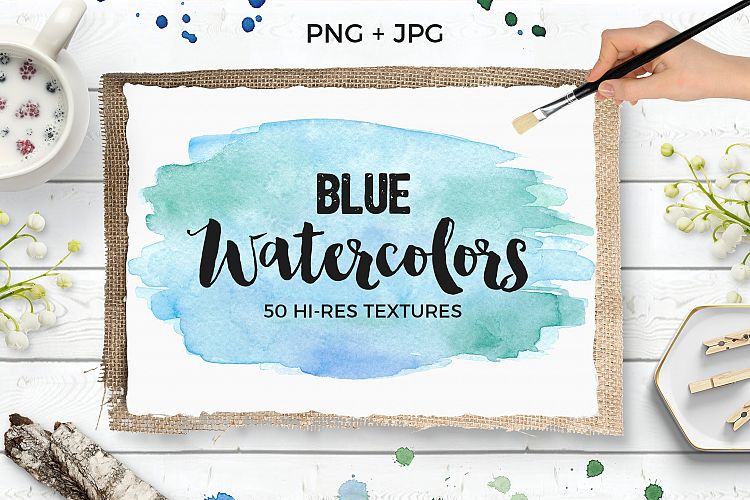 Blue Watercolor Textures and Shapes
