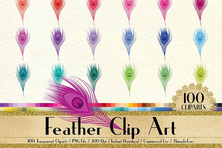 100 Antique Peacock Feather Clip Arts, Antique, Romantic