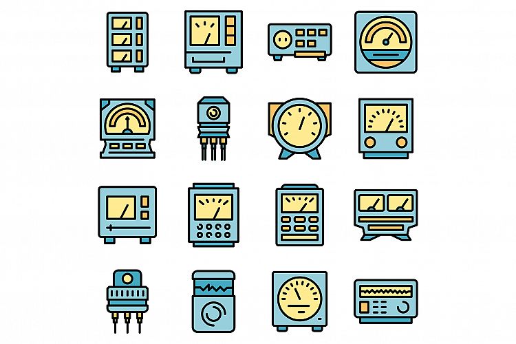 Voltage regulator icons set vector flat example image 1