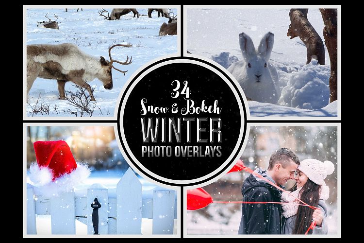 34 Winter Snow and Bokeh Photo Overlays