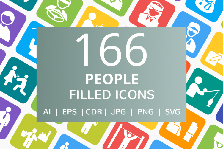 166 People Filled Round Corner Icons