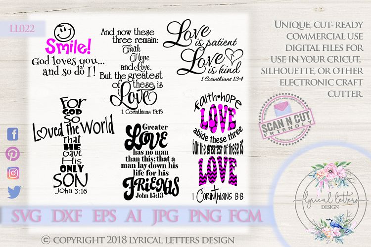 Love Scripture Bundle of 6 SVG DXF Cut Files LL022