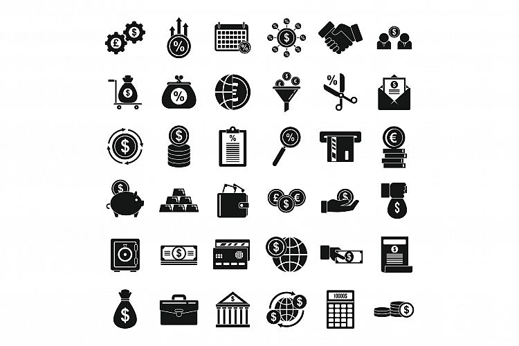 Credit union icons set, simple style example image 1