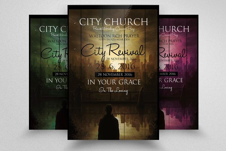City Revival Church Flyer Template