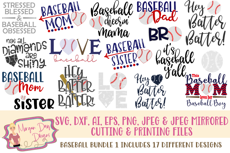 Baseball Bundle 1 SVG, DXF, AI, EPS, PNG, JPEG