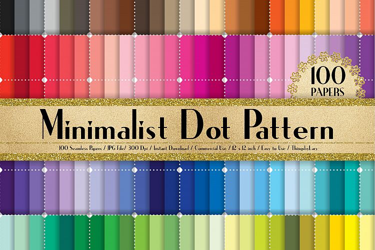 100 Seamless White Minimalist Dot Digital Papers