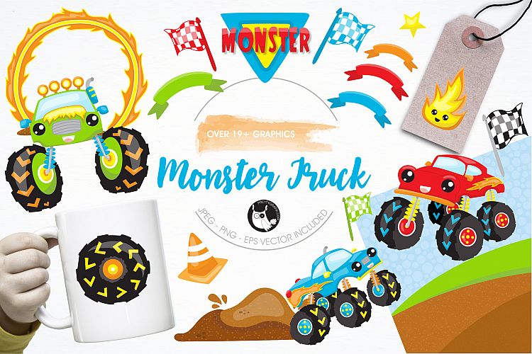 Monster truck graphics and illustrations