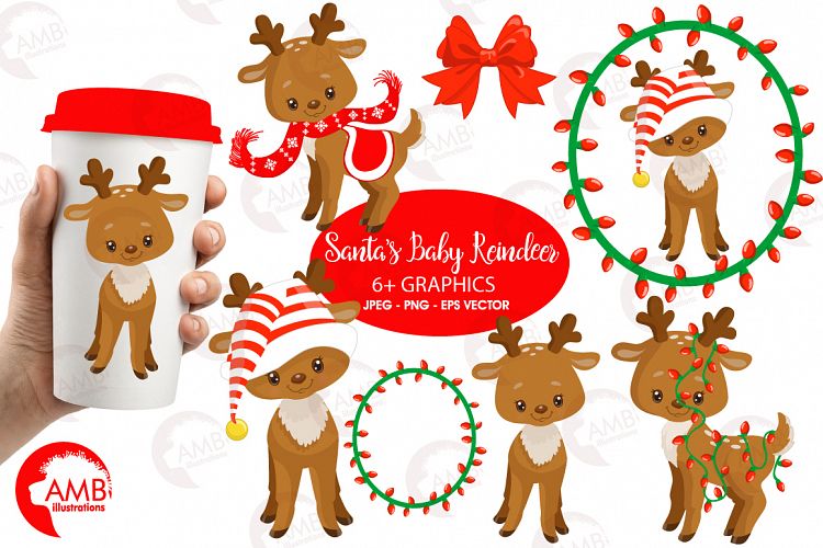 Santas Baby Reindeer clipart, graphics, illustrationsAMB-1558