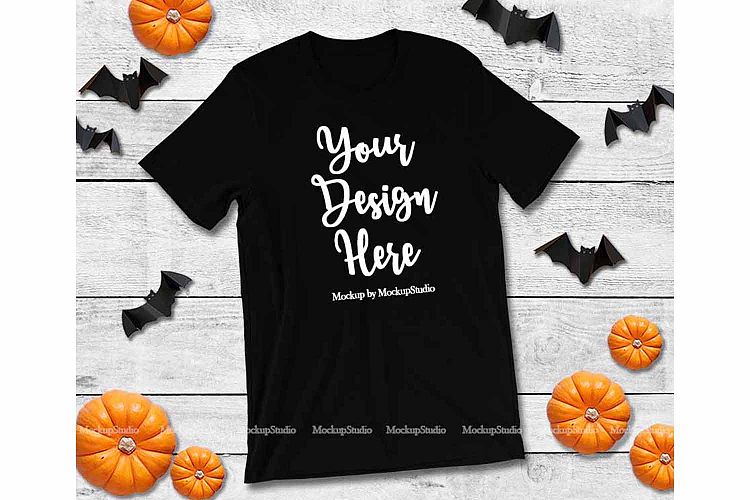Halloween Black T-Shirt Mock Up, Fall Bella Canvas 3001