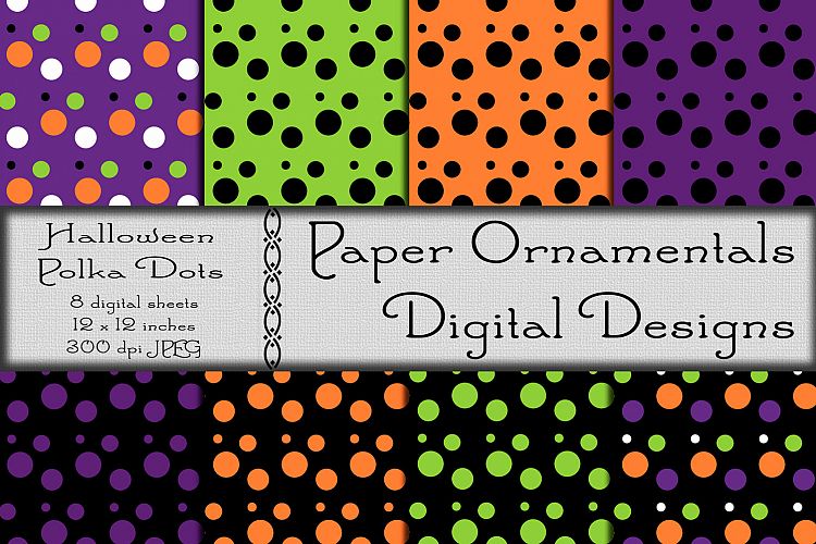 Halloween Polka Dot Digital Paper For Crafts   Background