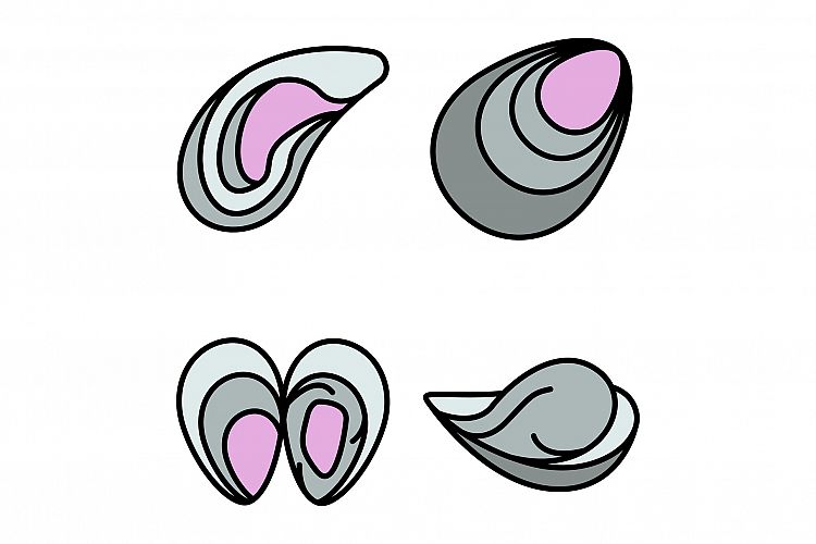Mussels icons set vector flat example image 1