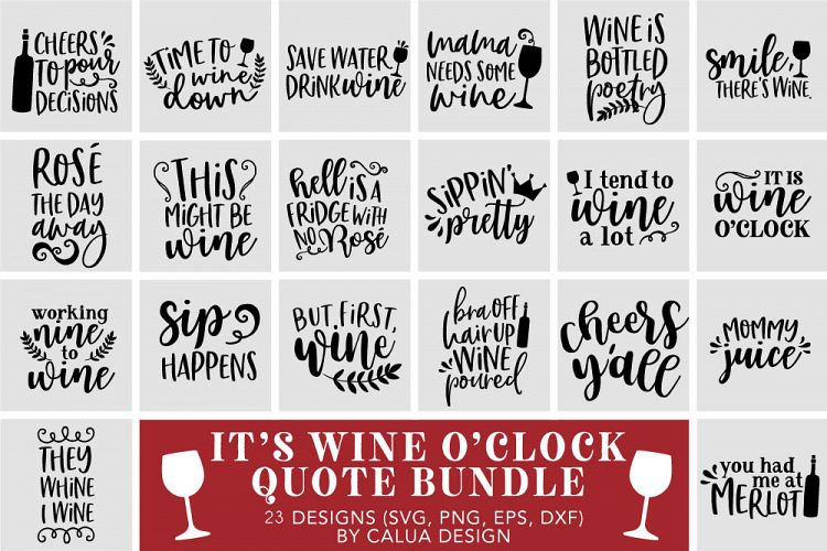 Wine Lovers Quote SVG Cut File Bundle