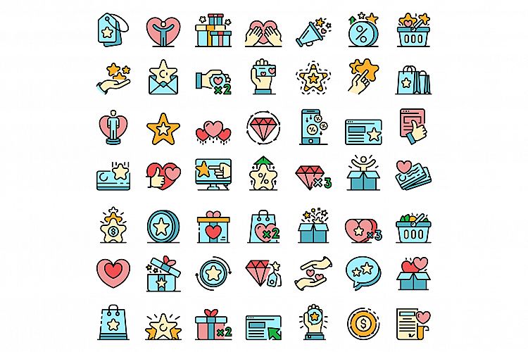 Loyalty program icons vector flat example image 1