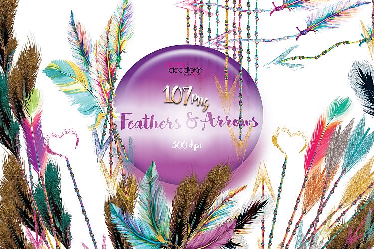 Watercolor Confetti Arrows with Feathers & Beads