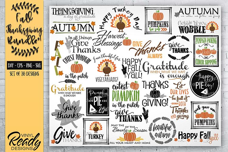 Fall Autumn Bundle #1- 30 designs - Vector Clip Art Files
