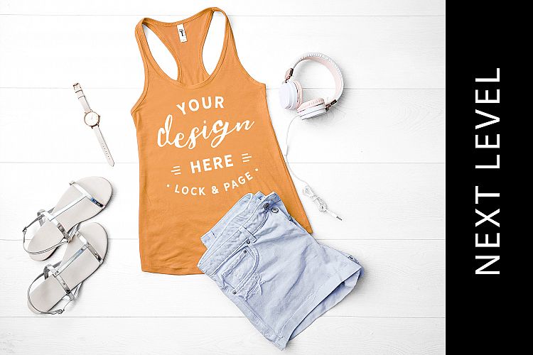 Light Orange Next Level Mockup 1533 Tank Top Vest Flat Lay