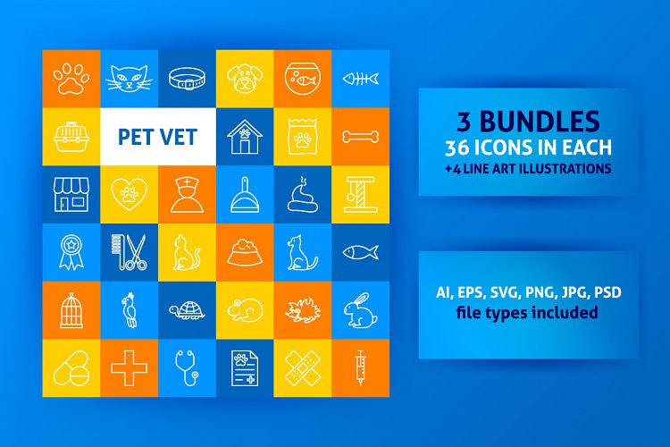 Pet Vet Line Art Icons