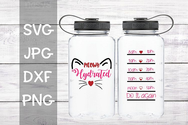 Meowy Hydrate, Water bottle, water tracker, SVG