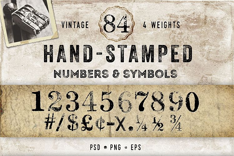 Vintage Hand Stamped Numbers and Symbols