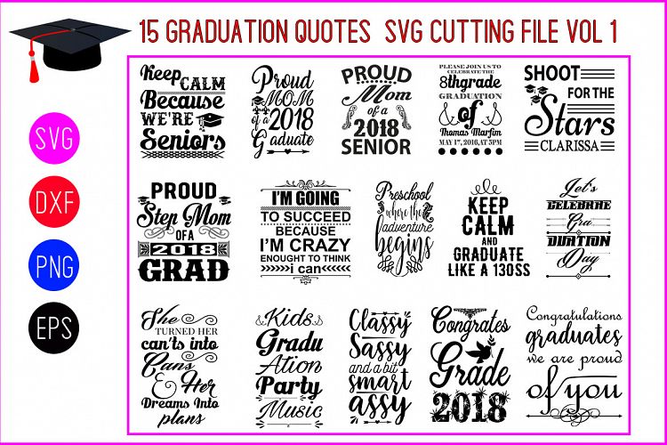 15 Graduation SVG Cutting Bundle Vol 1