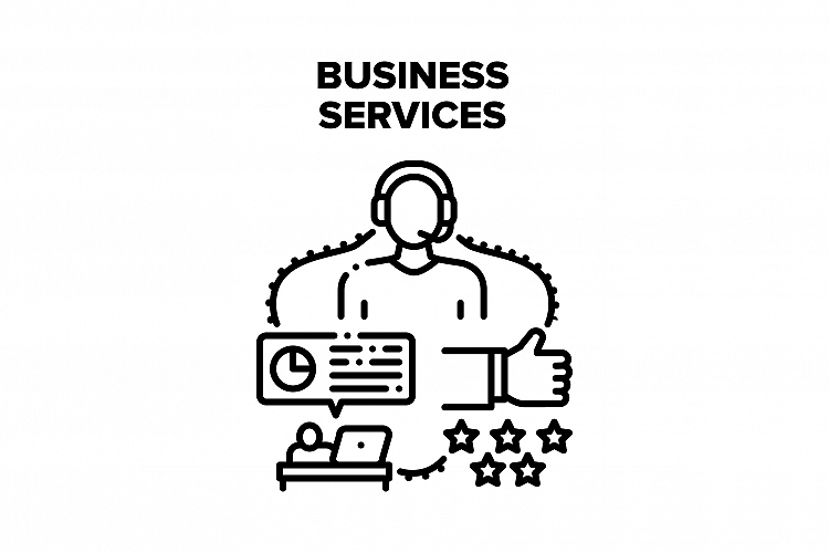 Business Services And Support Vector Black Illustration example image 1